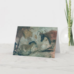 Cartão Rock painting showing a horse and a cow, c.17000 B