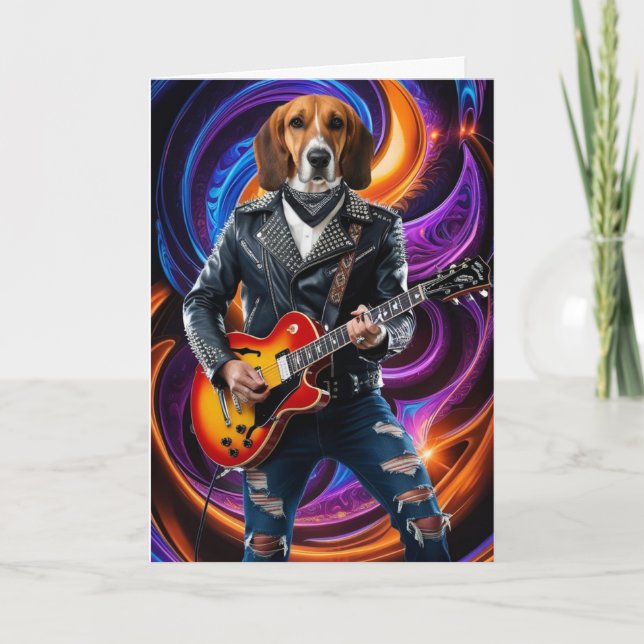 Cartão Rocker Engraçado do Foxhound Inglês (Frente)