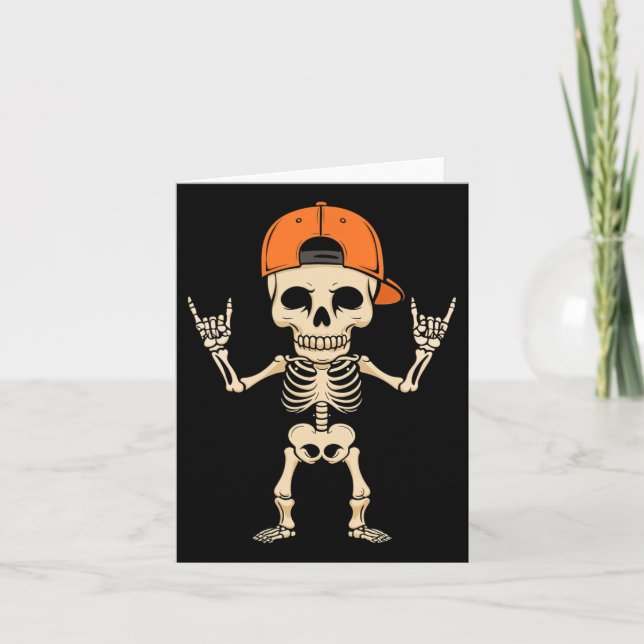 Cartão Rocker Skeleton Boné Halloween Punk Rock Men (Frente)