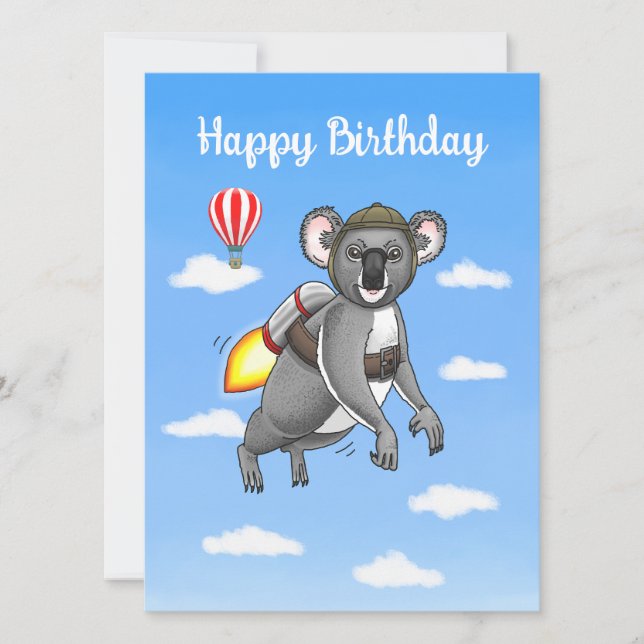 Cartão Rocket Koala Birthday (Frente)