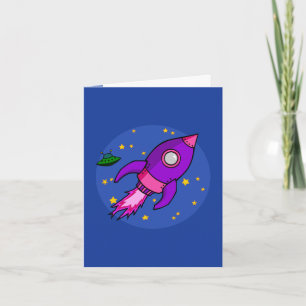 Cartão Rocket pink purple Note Card