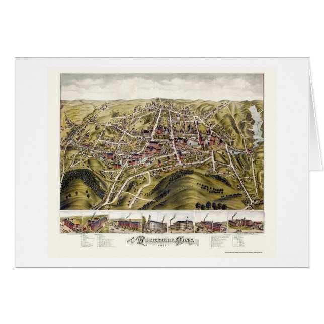 Cartão Rockville, mapa panorâmico do CT - 1877 (Frente Horizontal)