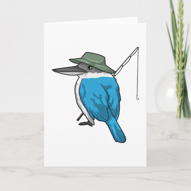 Cartão Roda de pesca do pescador martim-pescador (Frente)