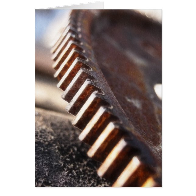 Cartão Roda velha oxidada da roda denteada (Frente)