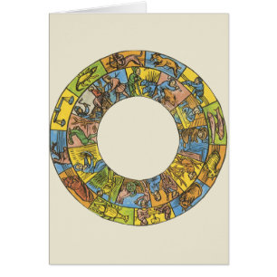 Cartão Roda Zodiacal Astrológica Celestial Vintage