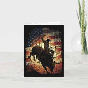 Cartão Rodeo Bull Rider Patriótico Cowboy Usa Flag