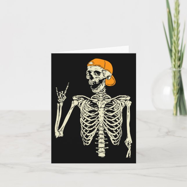 Cartão Roker Skeleton Boné Skater Legal Halloween Punk Ro (Frente)