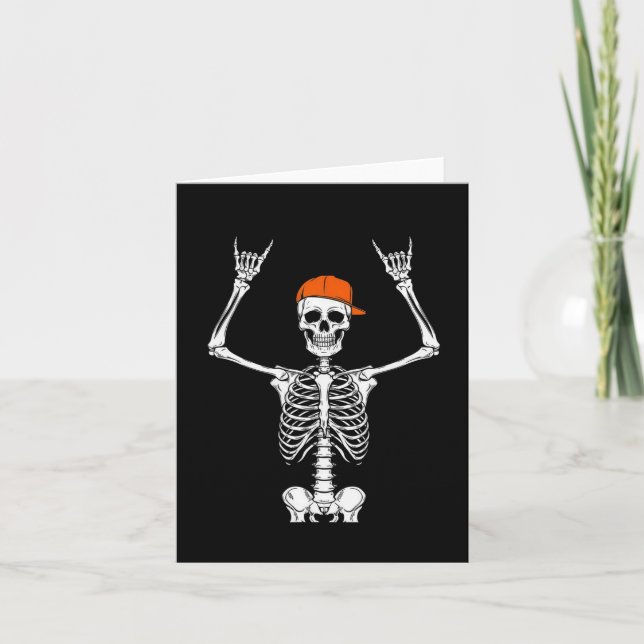 Cartão Roker Skeleton Boné Skater Legal Halloween Punk Ro (Frente)