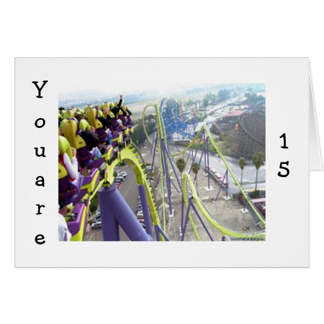 CARTÃO ROLLER COASTER THRILLS FOR THE **15** YEAR OLD (Frente Horizontal)