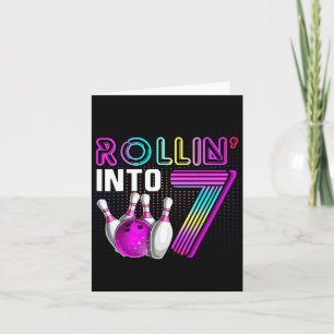 Cartão Rollin para 7 Boliche de 7 de Festa de aniversário