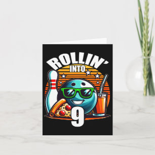 Cartão Rollin para 9 Boliches Festa de aniversário 9º ani