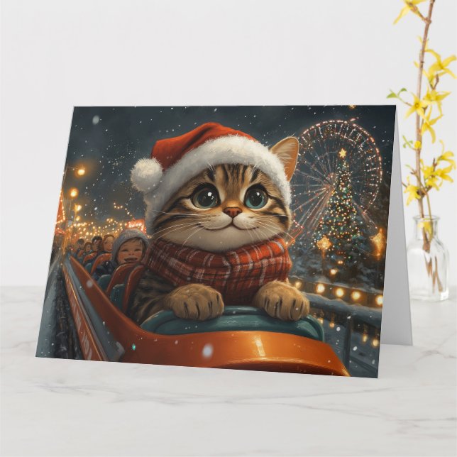 Cartão Rolo Compressor de Gato Bengaliano Natal (Flor Amarela)