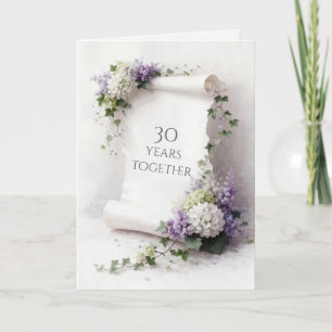 Cartão Rolo de 30º Aniversário com Bordadura Floral