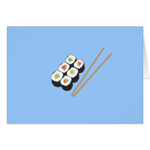 Cartão Rolos de sushi com chopsticks