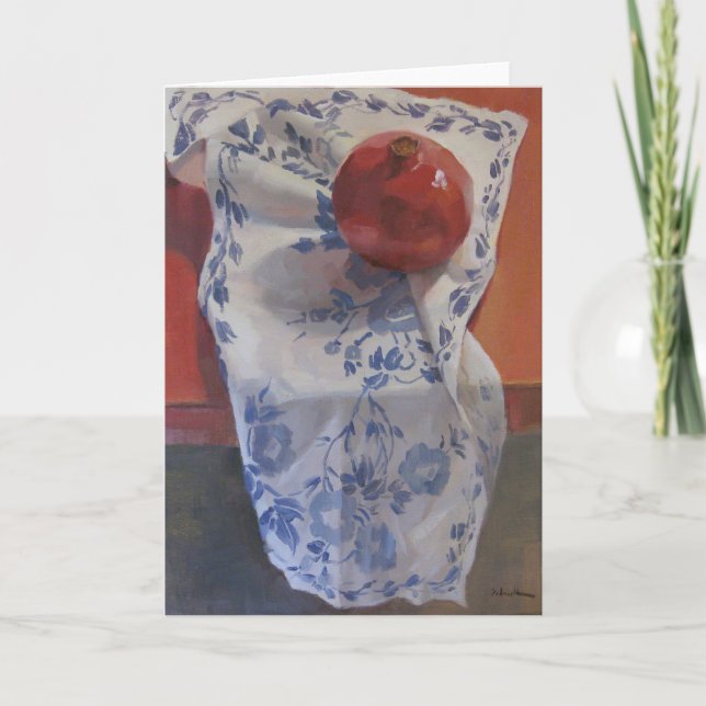 Cartão Romã branca e azul vermelha (Frente)