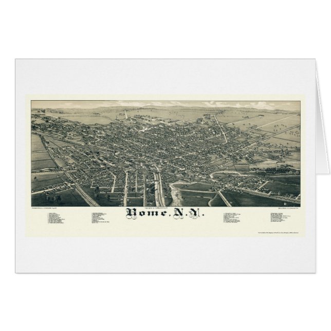 Cartão Roma, mapa panorâmico de NY - 1886 (Frente Horizontal)