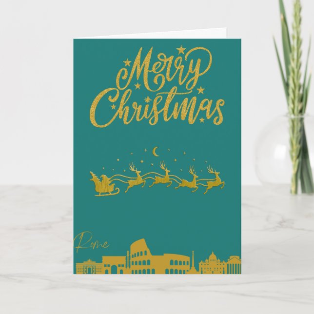 Cartão Roma Skyline, Feliz Natal (Frente)