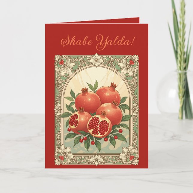 Cartão Romã Yalda Noite Chelle Frutas (Frente)