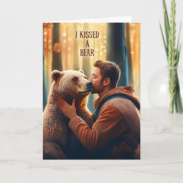 Cartão Romance de Amor Gay Beijei um Urso e Gostei