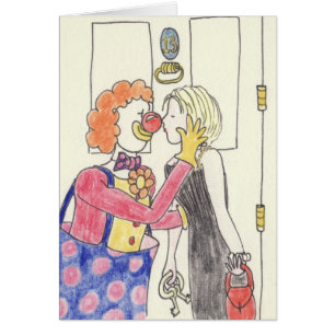 Cartão Romance de Palhaço Engraçado Estranho Amor Desenho