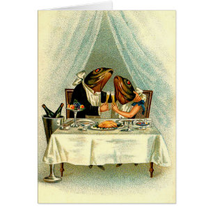 Cartão Romance dos peixes de abril do vintage