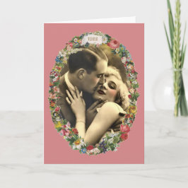 Cartão Romance em um Oval floral