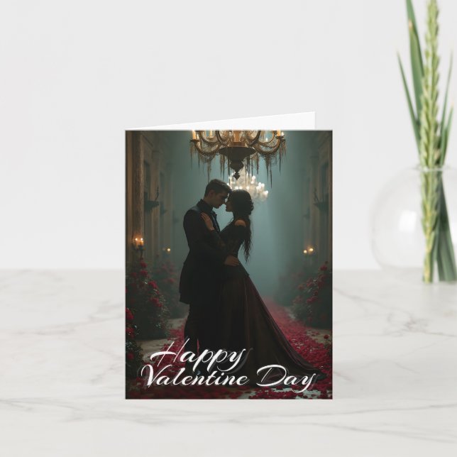 Cartão Romance no Rosa para o Dia de os namorados (Frente)