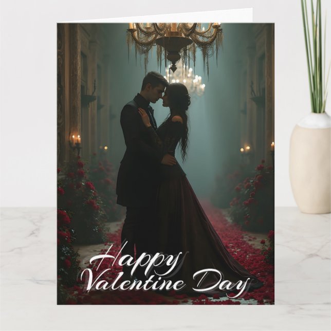 Cartão Romance no Rosa para o Dia de os namorados (Frente)