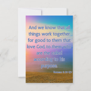Cartão Romanos 8:28 KJV Bíblia Verse Pic Greeting Card