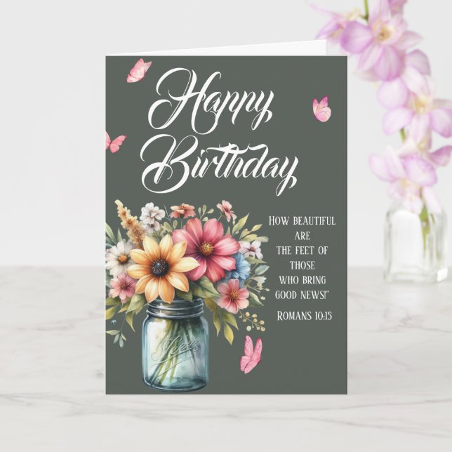 Cartão Romans 10:15 Birthday Greeting Card (Orquídea)