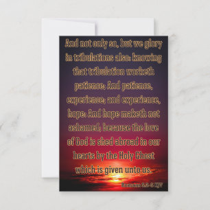 Cartão Romans 5:3-5 KJV Bíblia Verso Pic Greeting Card
