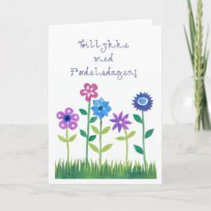 Cartão Romantic Birthday Card with Danish Greeting