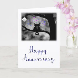 Cartão Romantic Cat Anniversary Card Under Moon          