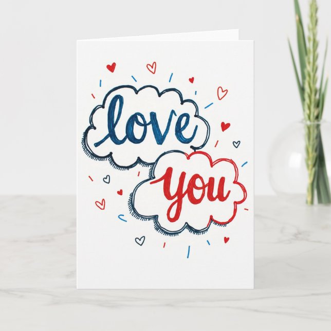 Cartão Romantic Doodled I Love You Card (Frente)