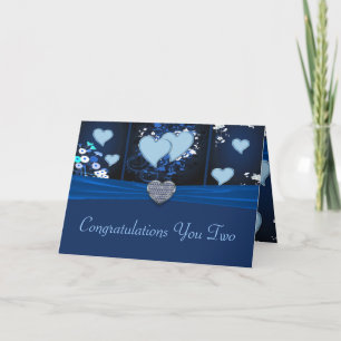 Cartão Romantic Hearts In Blue Floral Congrats
