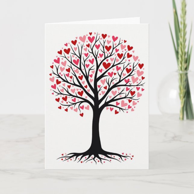 Cartão Romantic Hearts Tree Card (Frente)