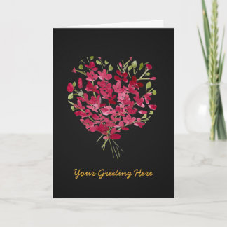 Cartão Romantic Pink Watercolor Floral Heart Blank Card
