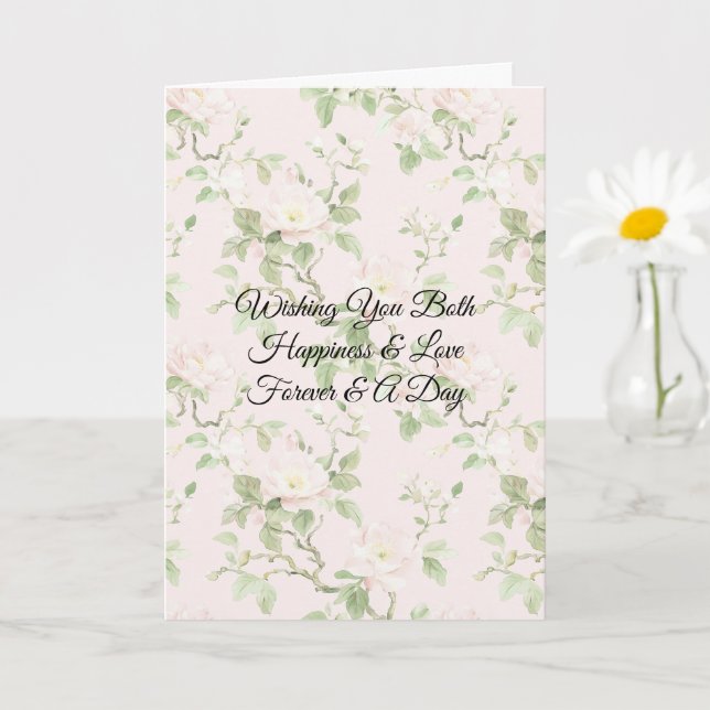 Cartão Romantic Pretty Blush Flowers Wedding (Planta pequena)