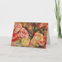 Cartão Romantic red and pink roses Pierre Auguste Renoir