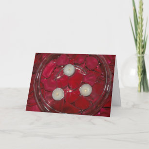 Cartão Romantic Red rose and candles Anniversary card