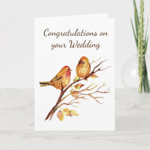 Cartão Romantic Wedding Bird Couple Congratulations