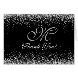 Cartão Romântica Silver Glitter Night Sky