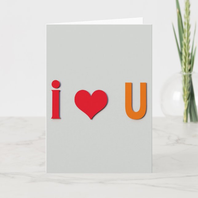 Cartão Romântico Camadas I Love U (Frente)