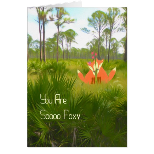 Cartão romântico com duas raposas (Frente)