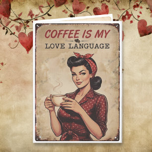 Cartão Romântico e Fofo Eu amo você Humor de Café