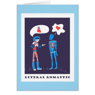 Cartão Romântico literal - amor do robô no binário