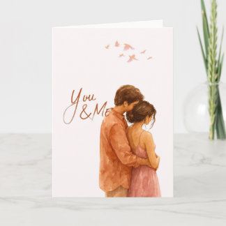 Cartão Romantische Aquarell Liebeskarte mit Paar & Vögeln