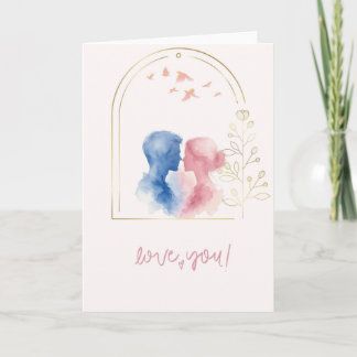 Cartão Romantische Liebeskarte mit Paar im Aquarell-Stil 
