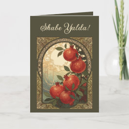 Cartão Romãs de Yalda Simbolismo do Solstício de Inverno