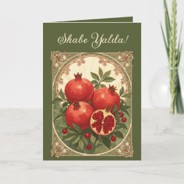 Cartão Romãs Yalda Solstício de Inverno Persa